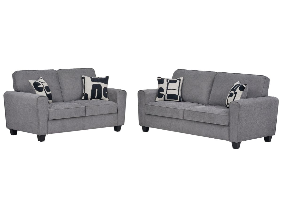 Ensemble de canapés AMELIA gris en tissu 2 + 3 places | PROCONFORT