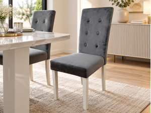 Chaise lea Gris en velours pas chere | Meubles Ubaud