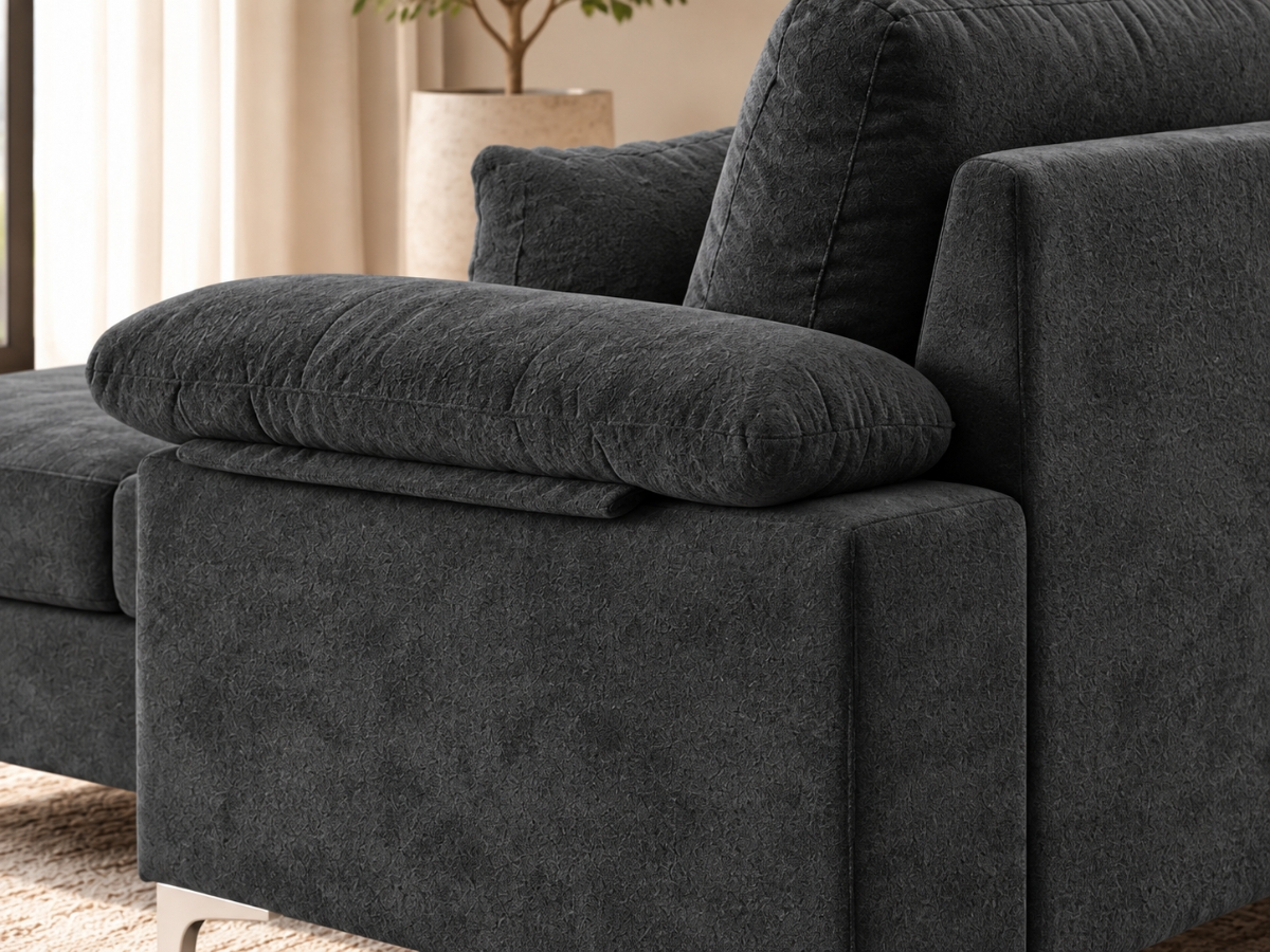 Canapé d'angle AXELLE gris déhoussable | PROCONFORT