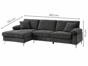 Canapé d'angle AXELLE gris déhoussable | PROCONFORT