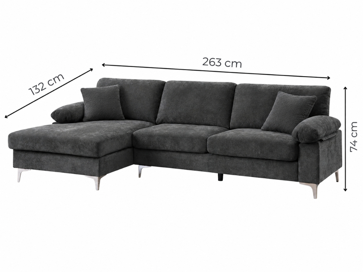 Canapé d'angle AXELLE gris déhoussable | PROCONFORT