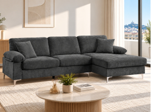 Canapé d'angle AXELLE gris déhoussable | PROCONFORT