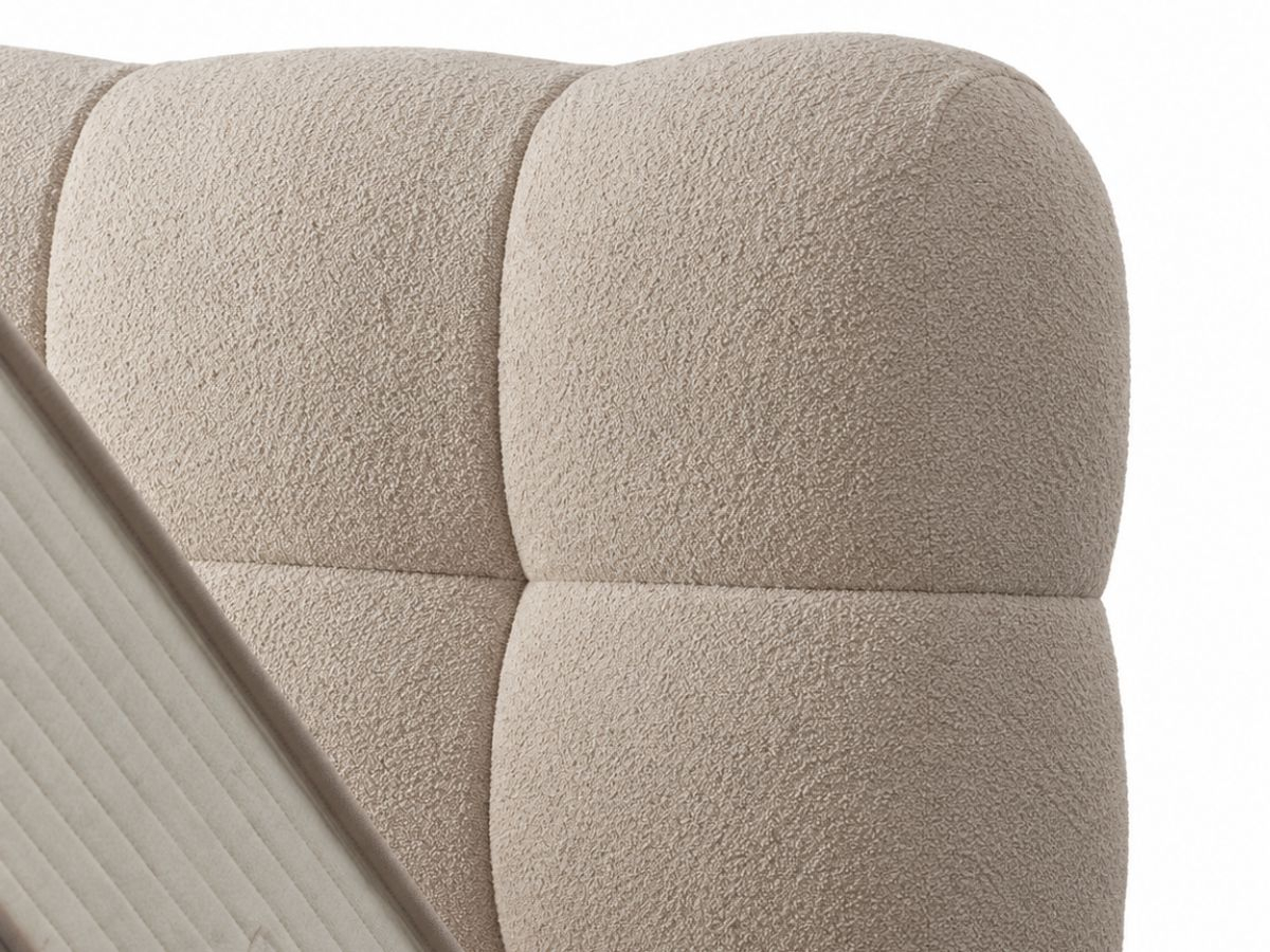 Ensemble sommier coffre Bubble LUNA avec tête de lit beige | PROCONFORT