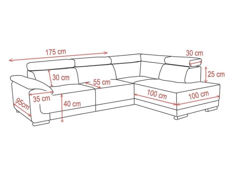 Dimensions du canapé d'angle Roma